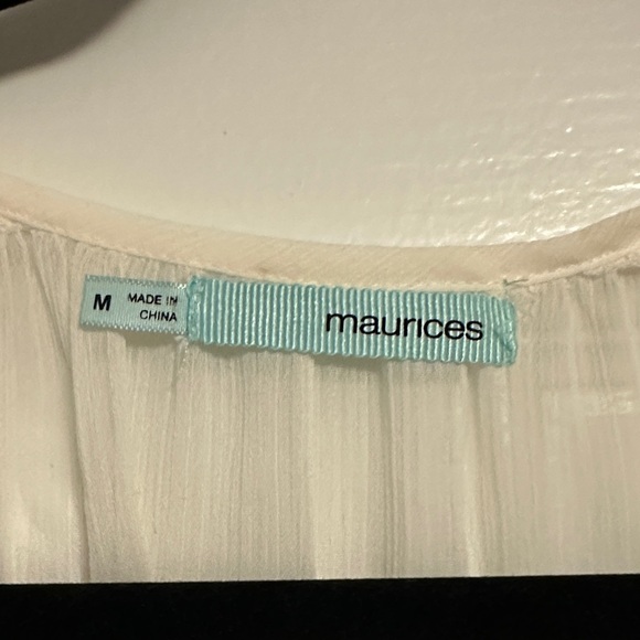 Maurices Boho Embroidered Sheer Peasant Blouse | Ivory & Blue - Picture 2 of 11